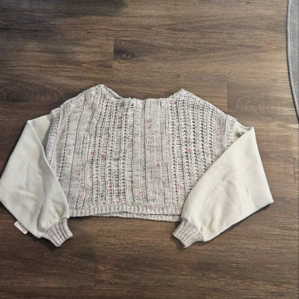 NWT Free People Honey Cable Pullover Sweater Shell White Cream XS